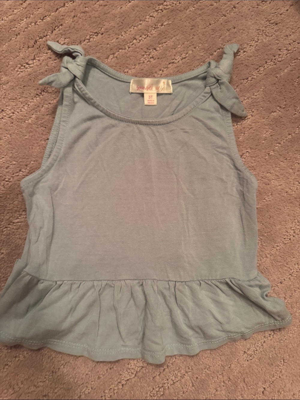 Girls' Light Blue Tie-Shoulder Peplum Tank Top by
